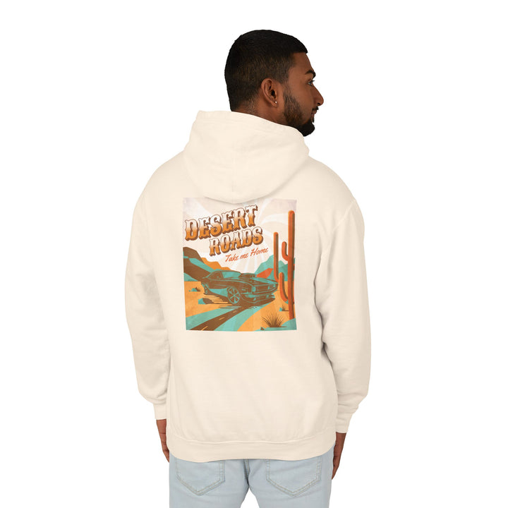 Desert Roads – Take Me There — Unisex Lightweight Hooded Sweatshirt (Ivory)