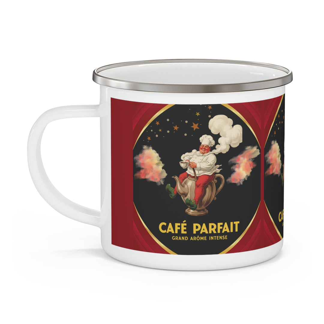 Café Parfait Royale Enamel Camping Mug | Vintage French Café Coffee Cup