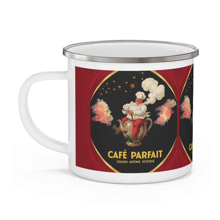 Café Parfait Royale Enamel Camping Mug | Vintage French Café Coffee Cup