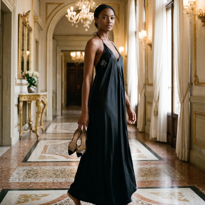 Midnight Union Halter Mrs est 2024 - Satin Backless Dress
