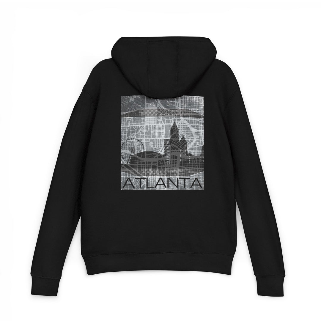 Atlanta Series, Blueprint Cityscape - Unisex French Terry Hoodie (Black)