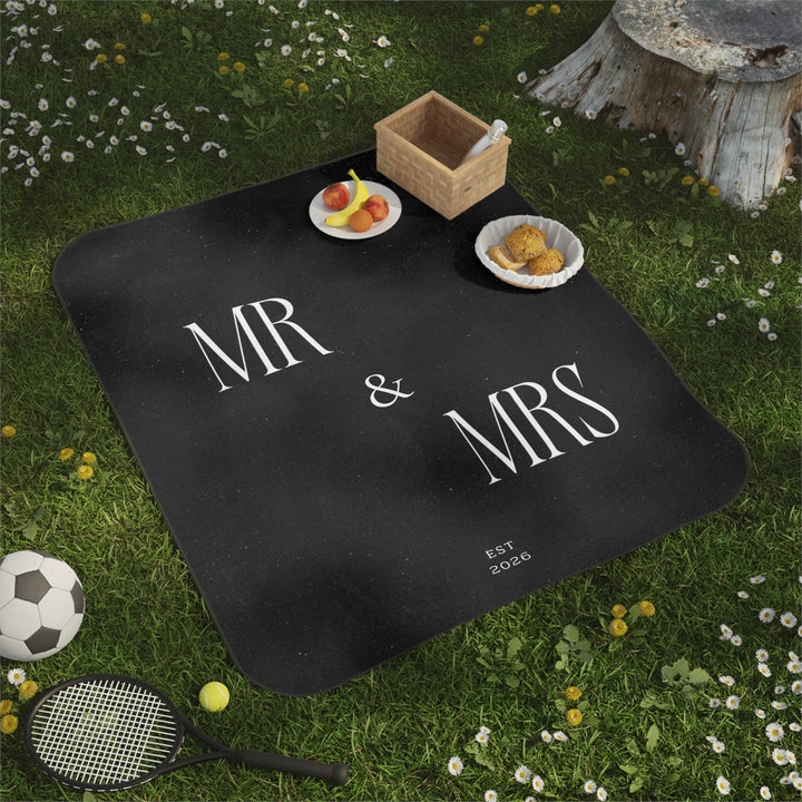 Midnight Union Picnic Blanket  —  Mr & Mrs Est 2026 Honeymoon & Wedding Gift