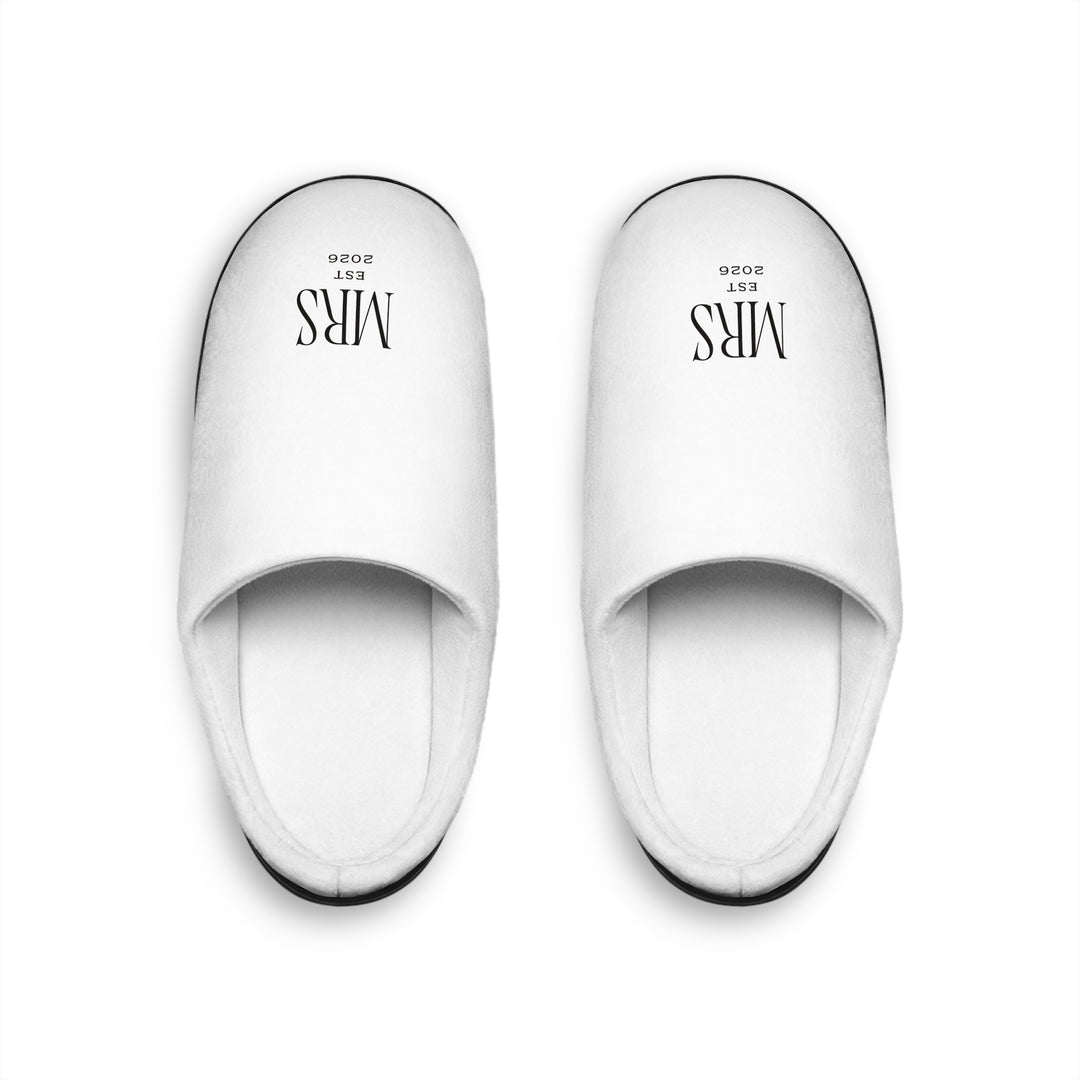 Pearl Union Bridal Slippers  —  Mrs Est. 2026 Getting Ready Shoes for Wedding Morning