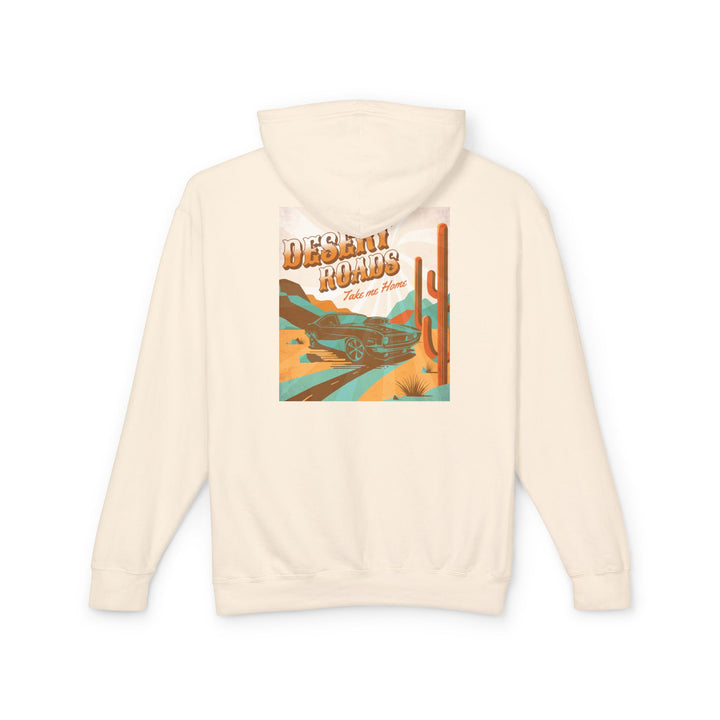 Desert Roads – Take Me There — Unisex Lightweight Hooded Sweatshirt (Ivory)