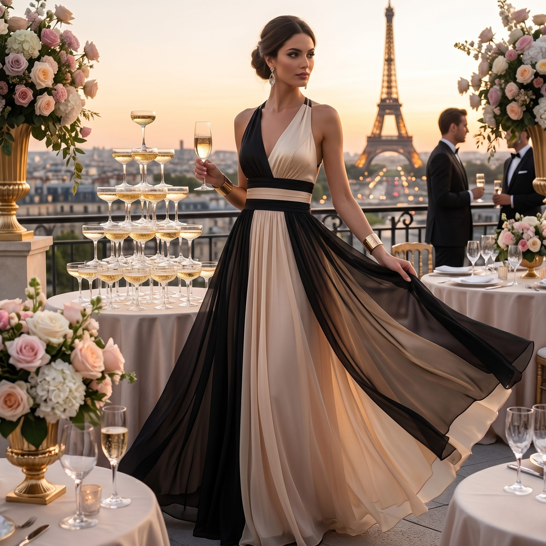 Midnight Champagne Reverie Maxi Dress