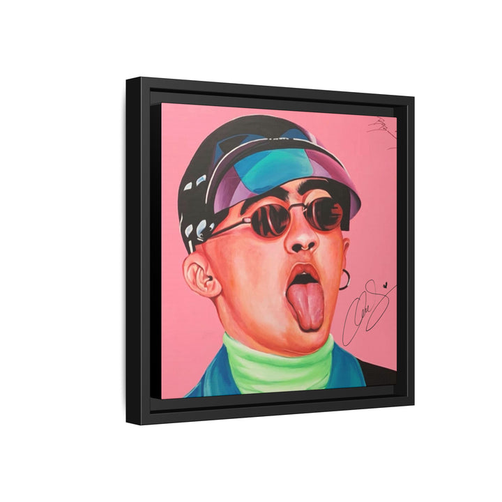 Signature Portrait Matte Canvas, Framed (Black) (Inspired by Bad*Bunny)
