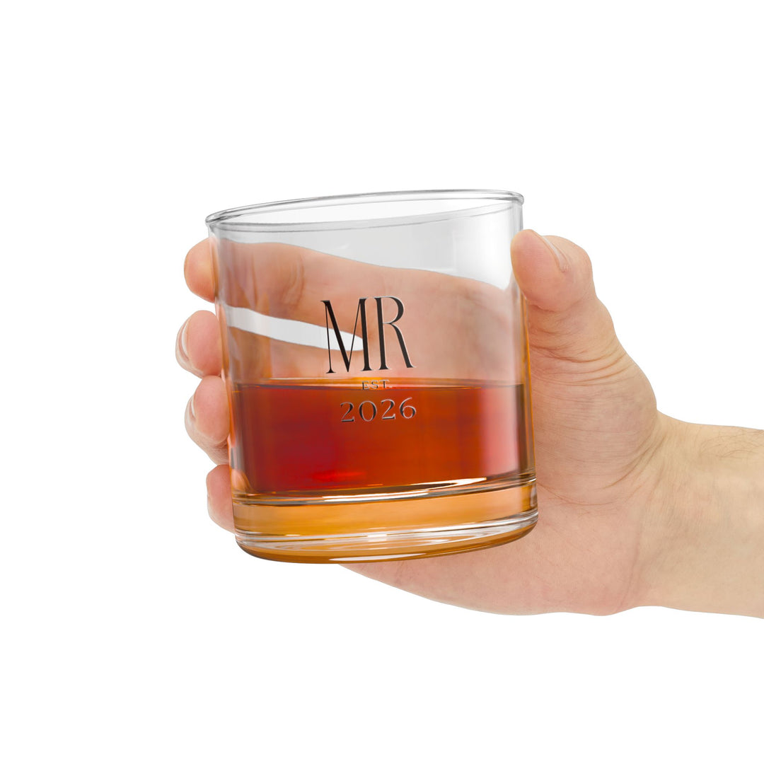 Midnight Union Rocks Glass  —  Mr Est 2026 Groom Whiskey Glass