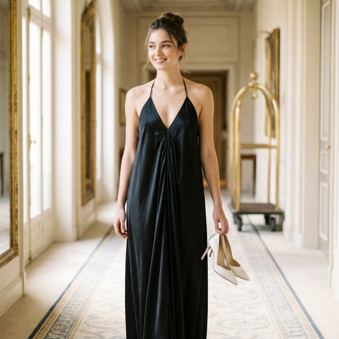 Midnight Union Halter Mrs est 2024 - Satin Backless Dress