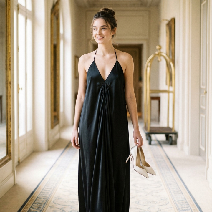 Midnight Union Halter Mrs est 2024 - Satin Backless Dress