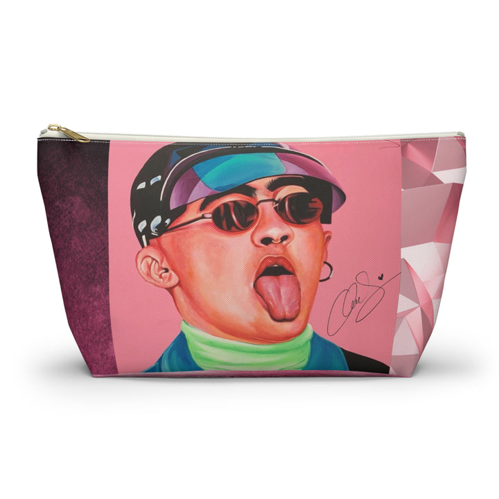 Signature Portrait - Mauve Suede Diamond Accessory Pouch w T-bottom (Inspired by BadBunny) product image from The Tourist Bag