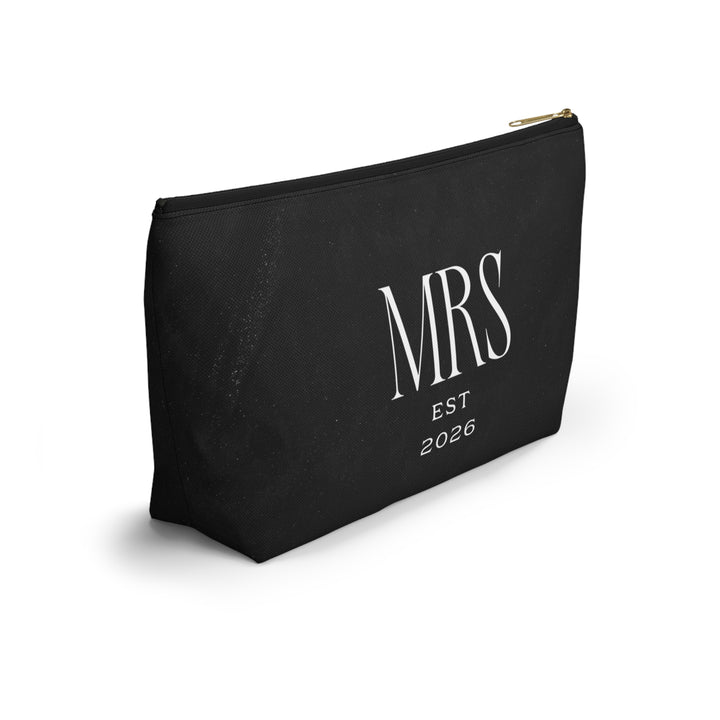 Midnight Union Bridal Pouch  —  Mrs Est 2026 Travel Makeup Bag & Accessory Pouch w T-bottom