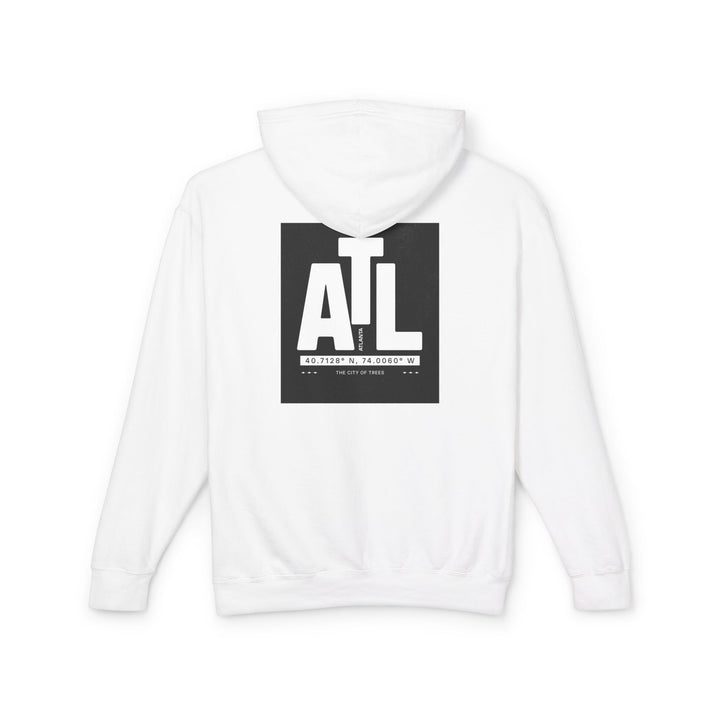 Atlanta Coordinates Hoodie – ATL City Edition, Unisex Lightweight Hooded Sweatshirt (White)