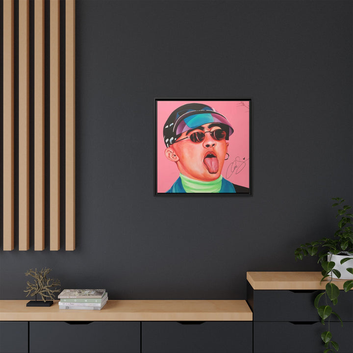 Signature Portrait Matte Canvas, Framed (Black) (Inspired by Bad*Bunny)