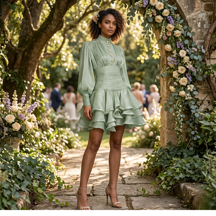 Sage Reverie Victorian Tiered Bridesmaid Dress