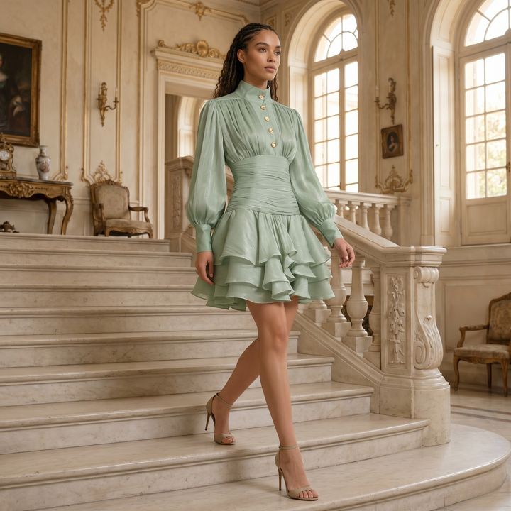 Sage Reverie Victorian Tiered Bridesmaid Dress