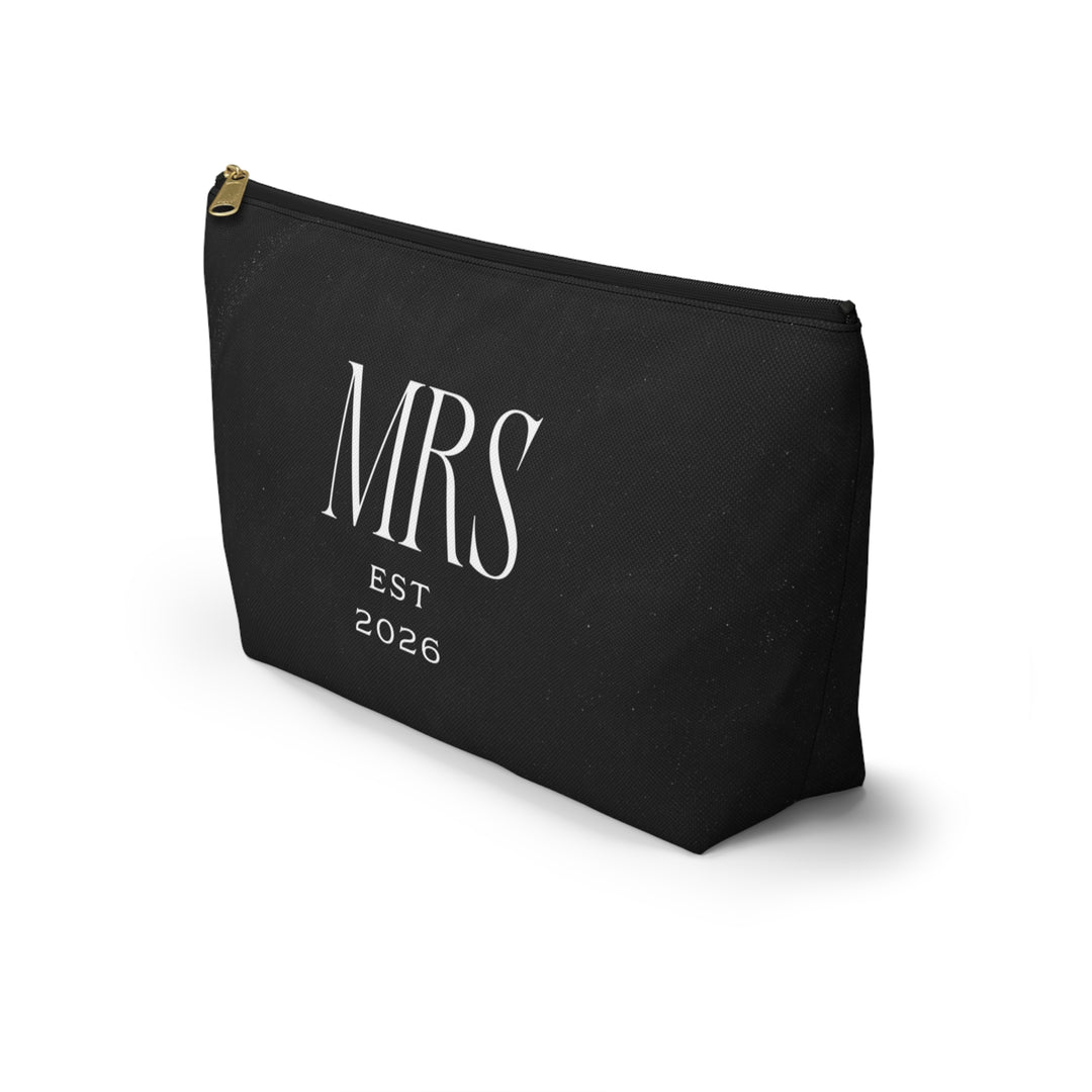 Midnight Union Bridal Pouch  —  Mrs Est 2026 Travel Makeup Bag & Accessory Pouch w T-bottom