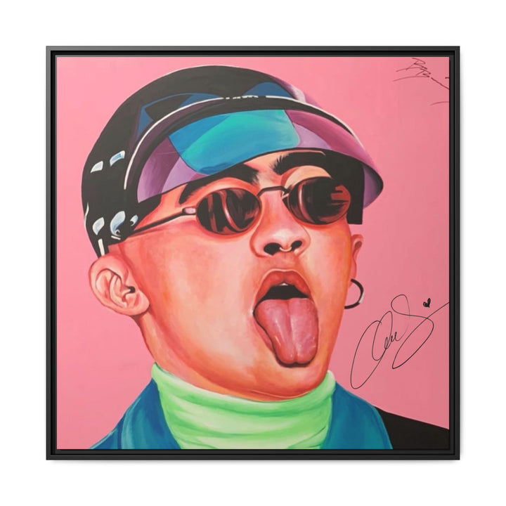 Signature Portrait Matte Canvas, Framed (Black) (Inspired by Bad*Bunny)