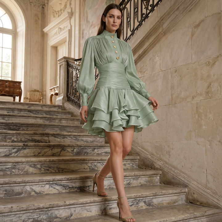 Sage Reverie Victorian Tiered Bridesmaid Dress