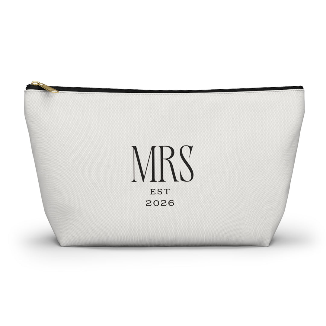 Pearl Union Bridal Cosmetic Pouch  —  Mrs Est. 2026 Travel Makeup & Accessory Bag