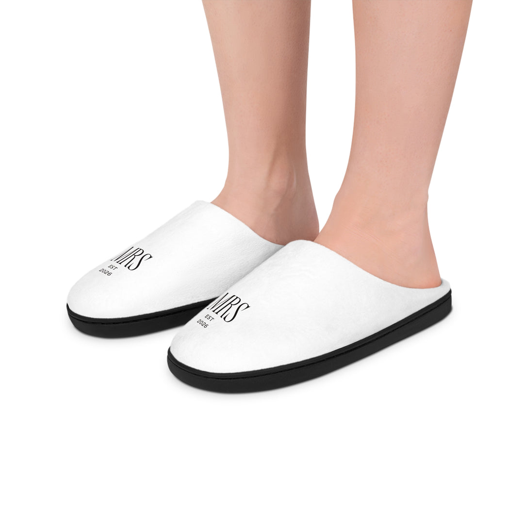Pearl Union Bridal Slippers  —  Mrs Est. 2026 Getting Ready Shoes for Wedding Morning