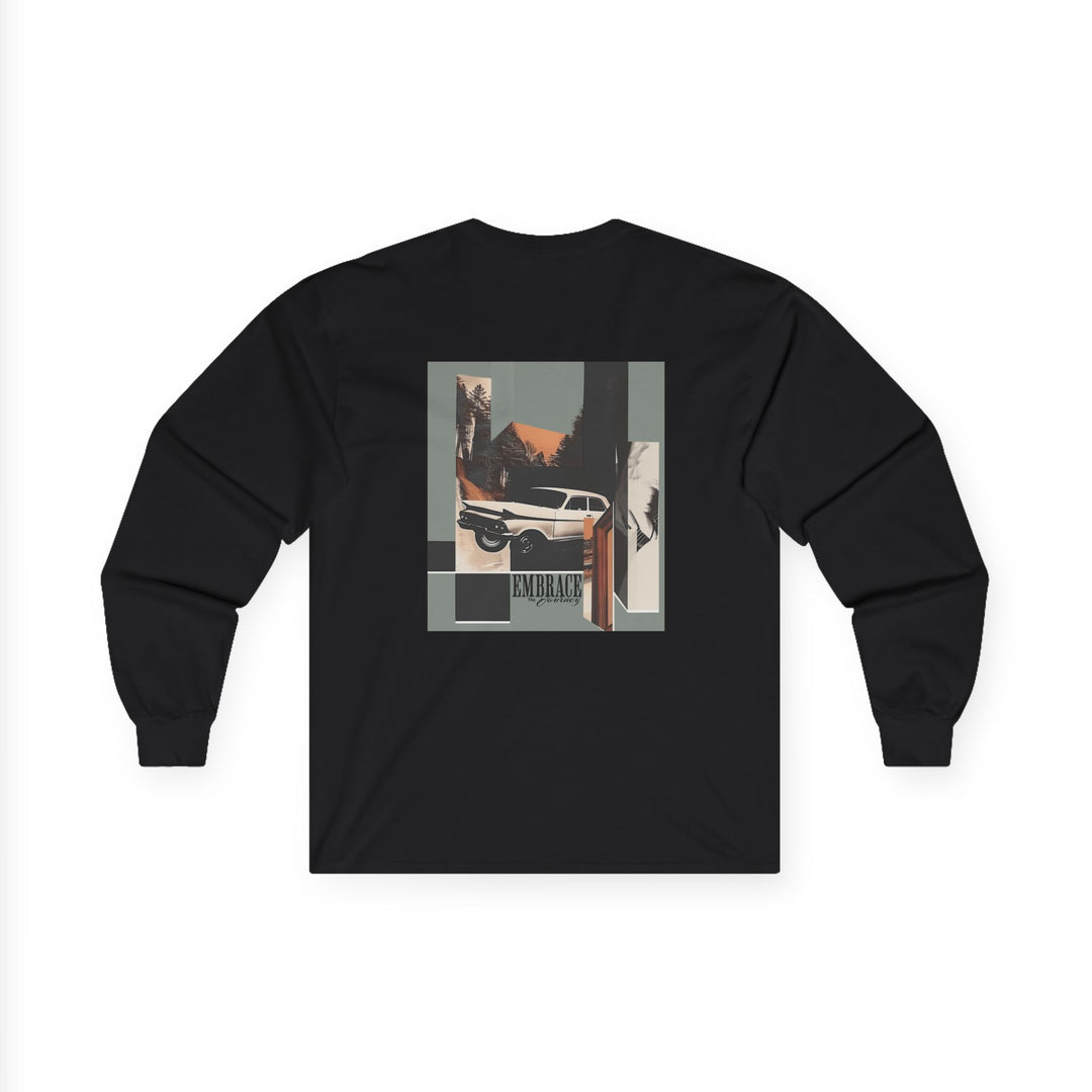 Embrace the Journey – road trip Collage — Unisex Ultra Cotton Long Sleeve Tee (Black)