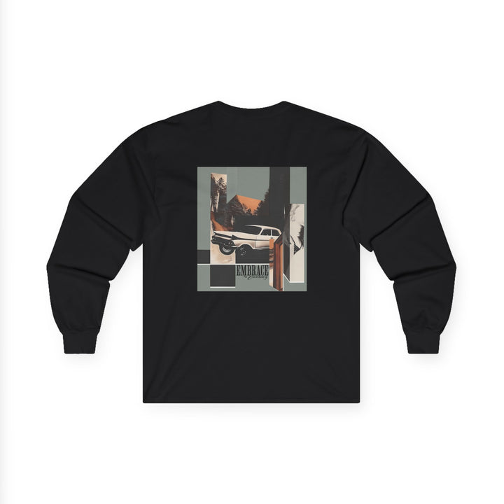 Embrace the Journey – road trip Collage — Unisex Ultra Cotton Long Sleeve Tee (Black)