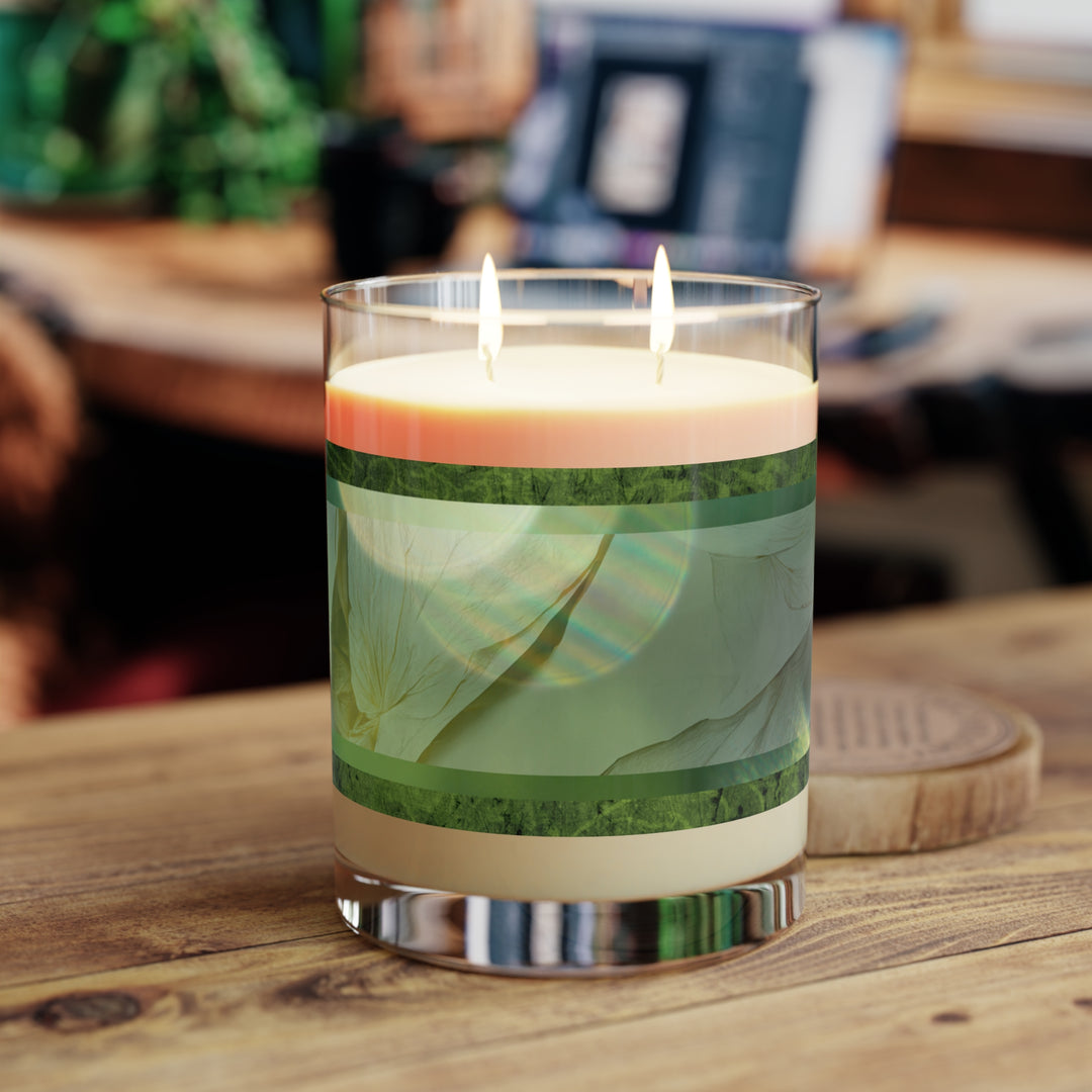 Emerald Embrace,The White Tea & Fig Scented Candle (Full Glass, 11oz)