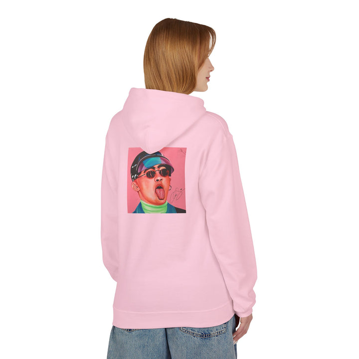 Signature Portrait Unisex Midweight Softstyle Fleece Hoodie (Inspired by Bad*Bunny) (Pink)