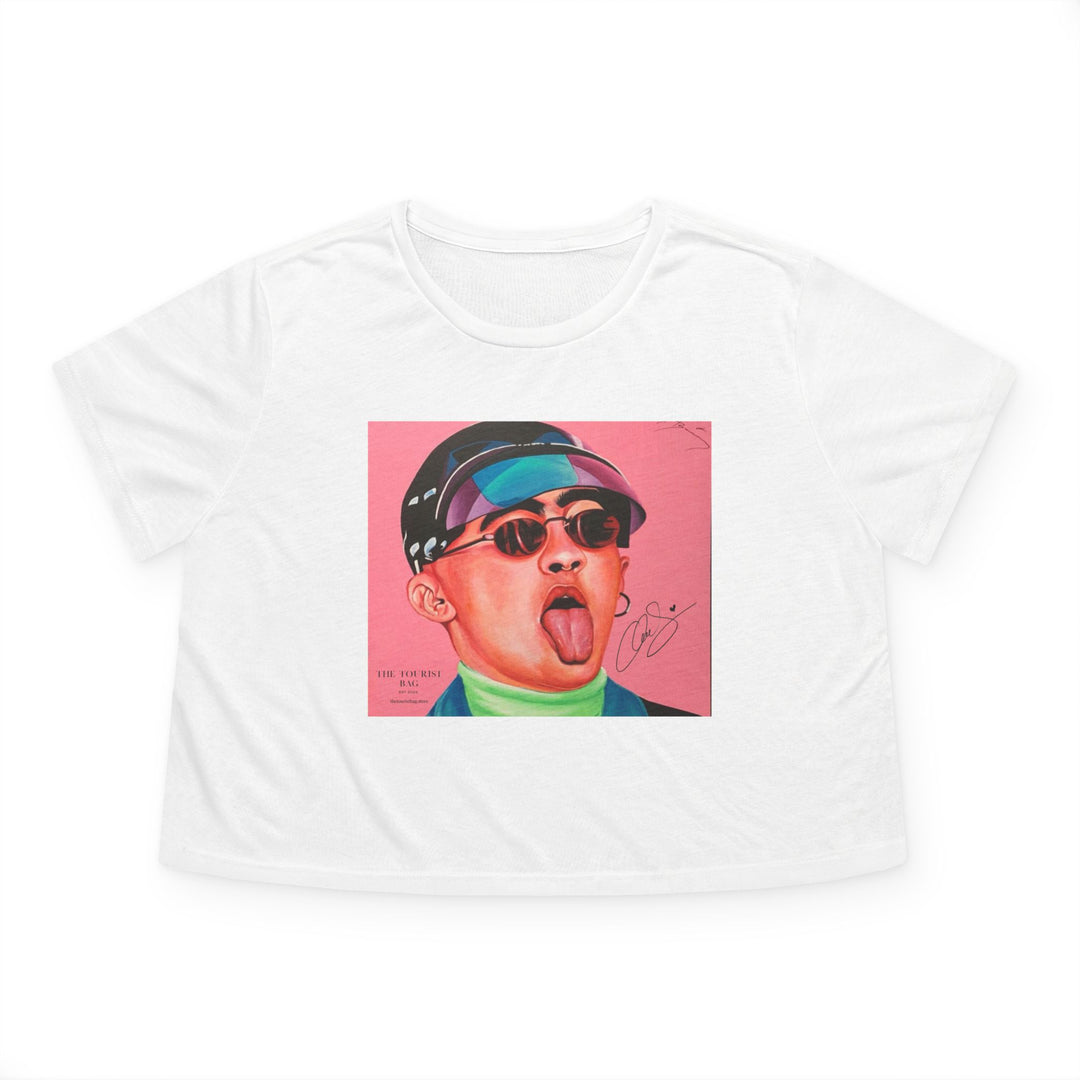 Signature Portrait Women's Flowy Cropped Tee (Inspired by BadBunny)