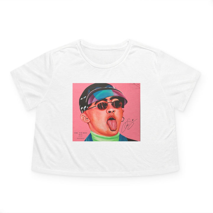 Signature Portrait Women's Flowy Cropped Tee (Inspired by BadBunny)