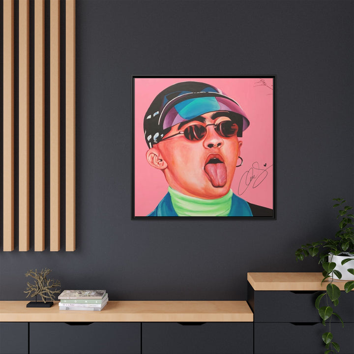 Signature Portrait Matte Canvas, Framed (Black) (Inspired by Bad*Bunny)