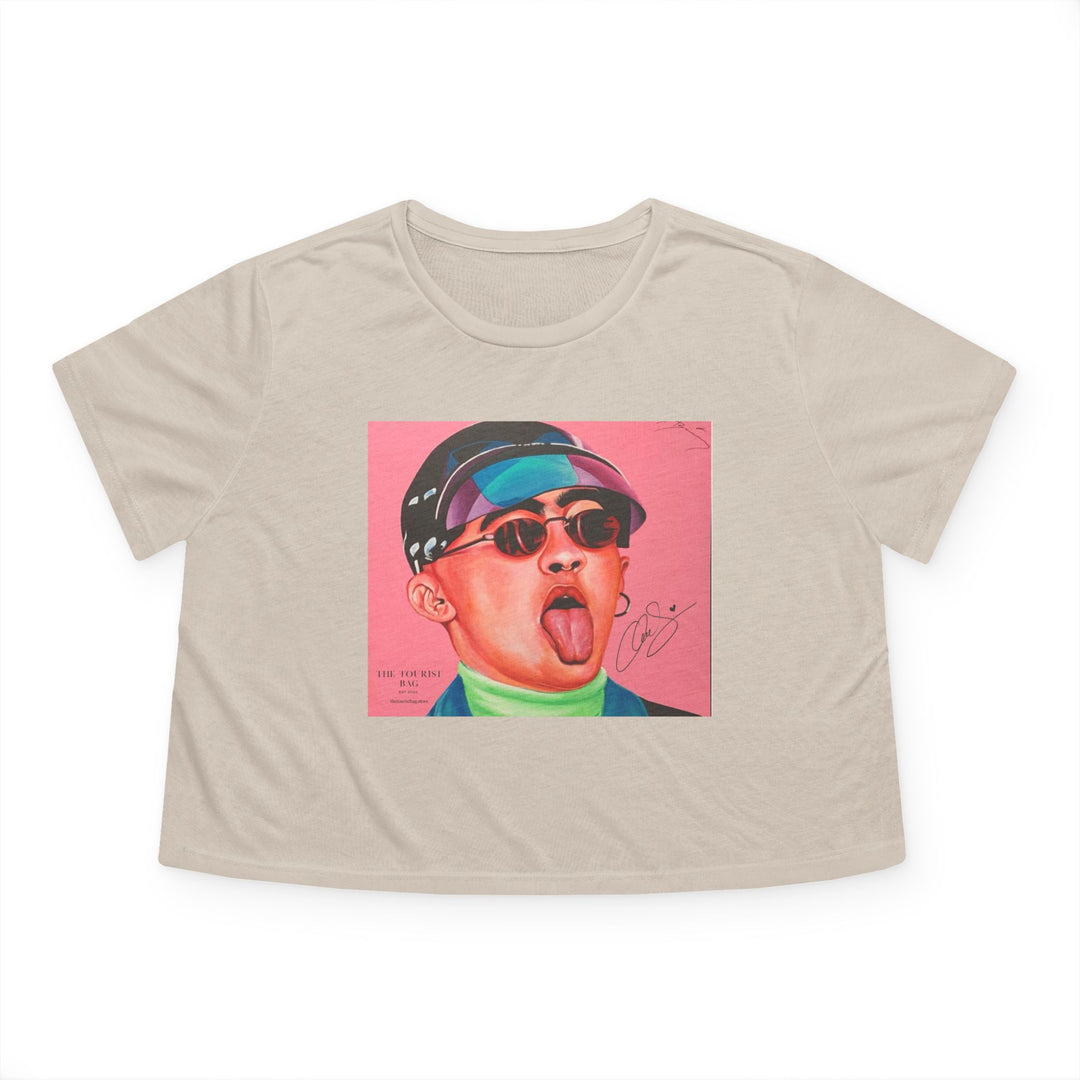 Signature Portrait Women's Flowy Cropped Tee (Inspired by BadBunny)
