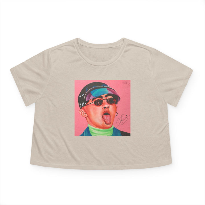 Signature Portrait Women's Flowy Cropped Tee (Inspired by Bad*Bunny)