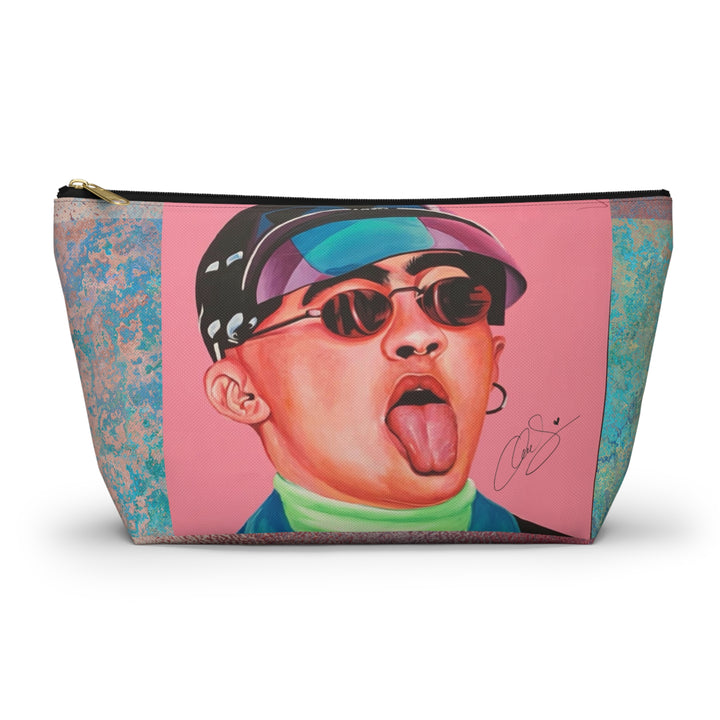 Signature Portrait - Blue Pink Metal Accessory Pouch w T-bottom (Inspired by BadBunny) product image from The Tourist Bag