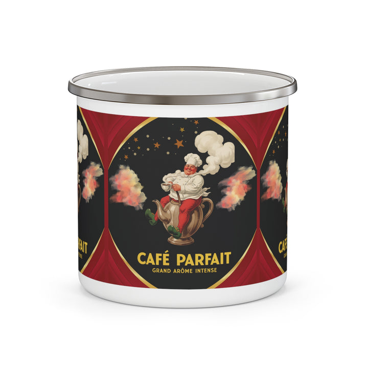 Café Parfait Royale Enamel Camping Mug | Vintage French Café Coffee Cup