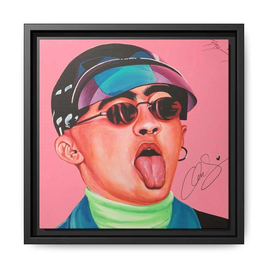 Signature Portrait Matte Canvas, Framed (Black) (Inspired by Bad*Bunny)