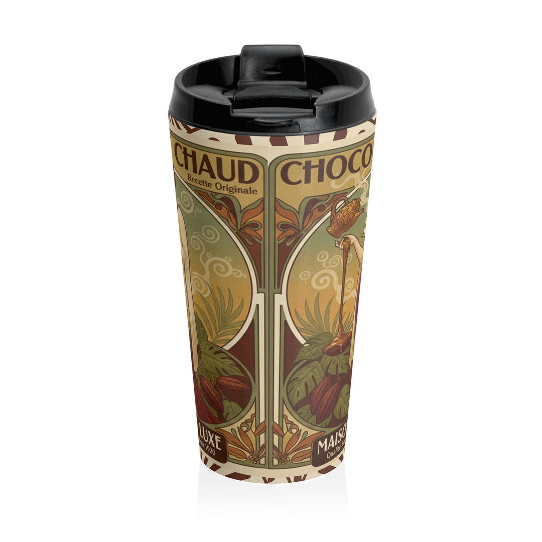 Chocolat Chaud Élégance Travel Mug | Vintage French Hot Chocolate Art Cup