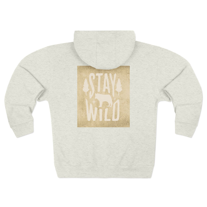 Midnight Wild Wolf Zip Hoodie – Stay Wild (Oatmeal heather)