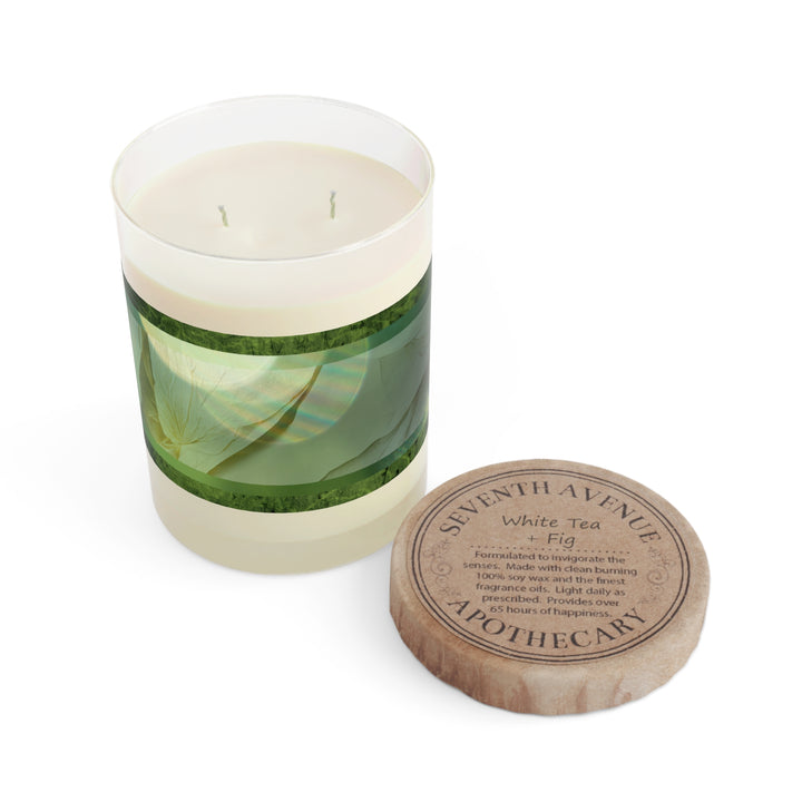Emerald Embrace,The White Tea & Fig Scented Candle (Full Glass, 11oz)