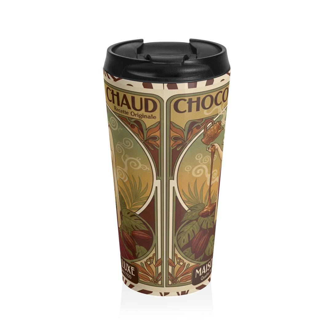 Chocolat Chaud Élégance Travel Mug | Vintage French Hot Chocolate Art Cup