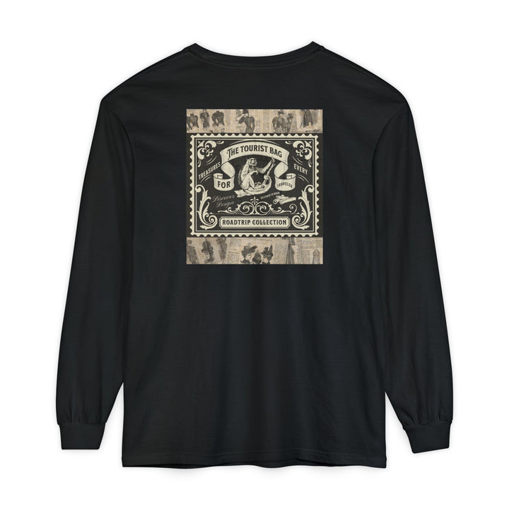 Road Trip Tales – Classic Storybook Edition — Unisex Garment-dyed Long Sleeve T-Shirt (Black)