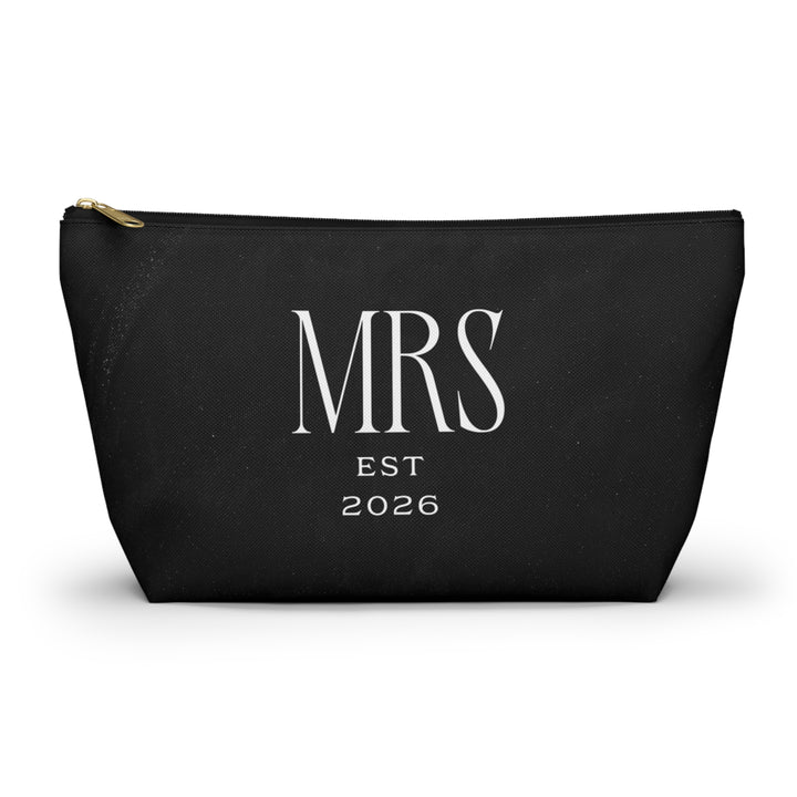 Midnight Union Bridal Pouch  —  Mrs Est 2026 Travel Makeup Bag & Accessory Pouch w T-bottom