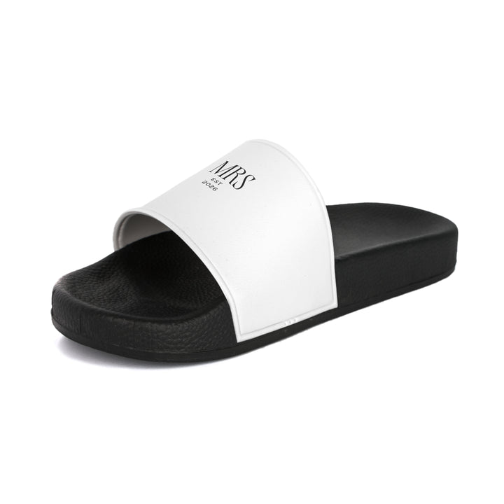 Pearl Union Bridal Slides  —  Mrs Est. 2026 Pool & Beach Sandals for Honeymoon & Travel