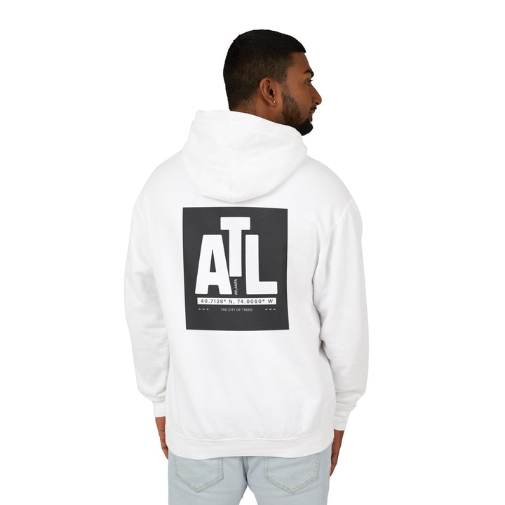 Atlanta Coordinates Hoodie – ATL City Edition, Unisex Lightweight Hooded Sweatshirt (White)