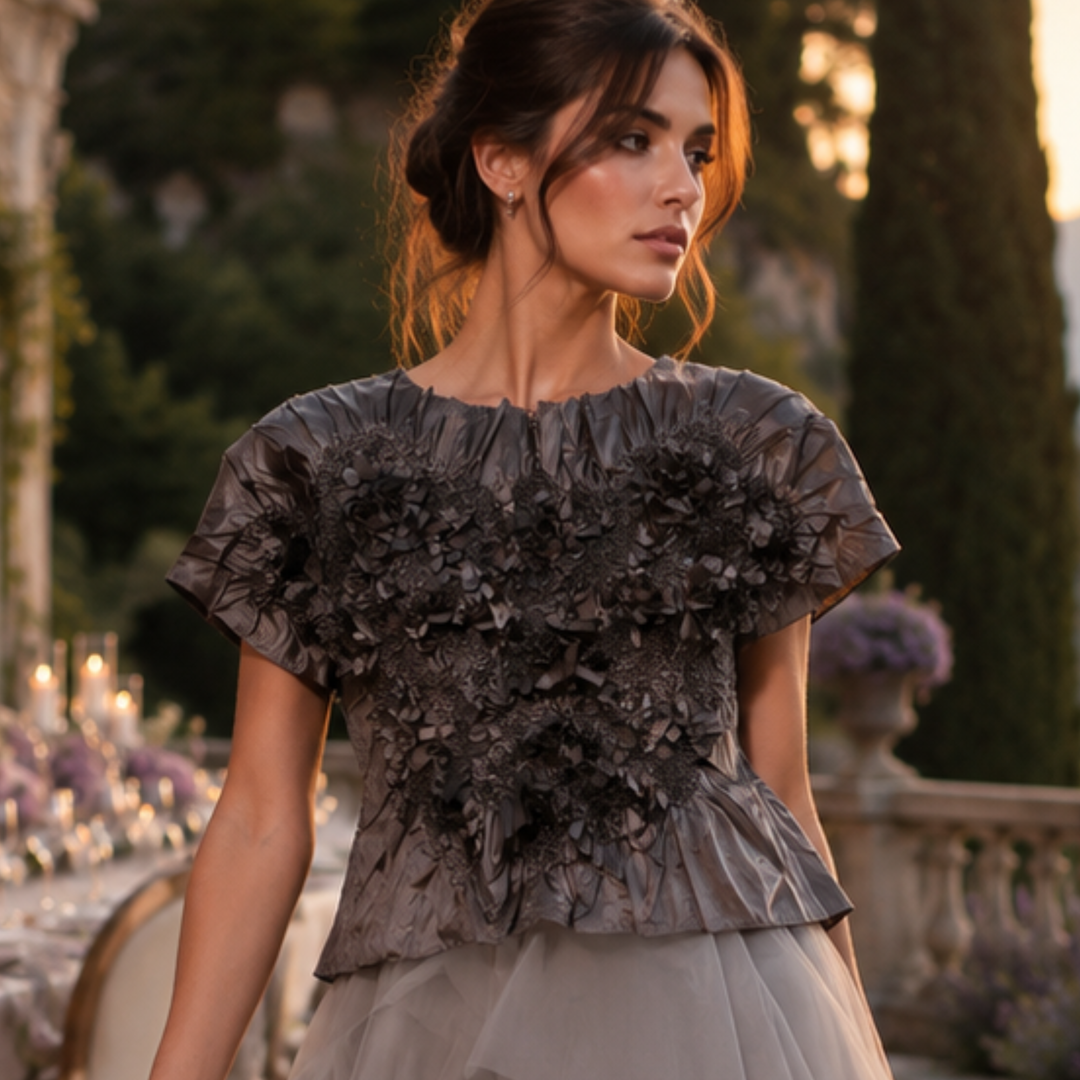 Midnight Bloom Couture Blouse