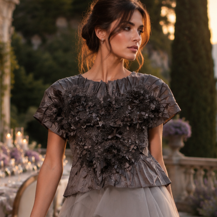 Midnight Bloom Couture Blouse