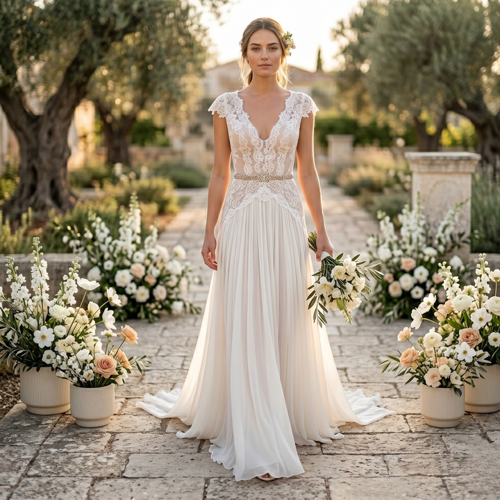 Pearl Union Jardin Étoile Ivory Lace Garden Bridal Gown