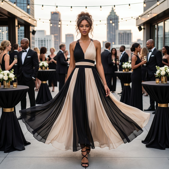 Midnight Champagne Reverie Maxi Dress