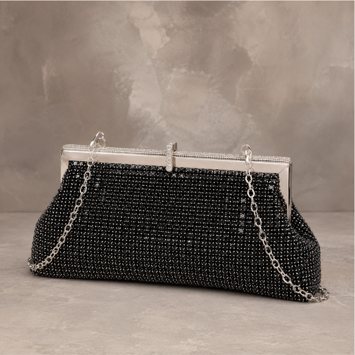 Midnight Noir Crystal Clutch – Black Tie Evening Bag