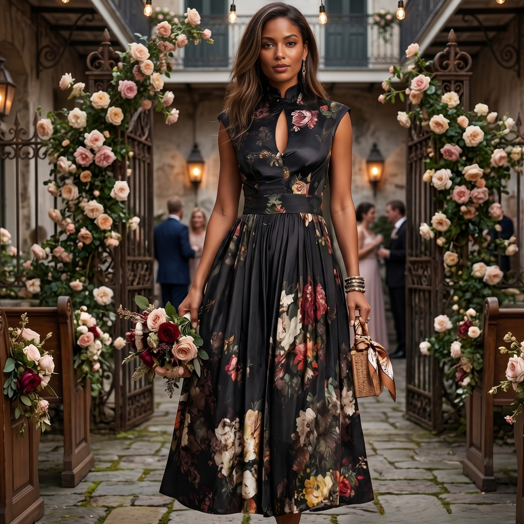 Midnight Garden Reverie Midi Dress
